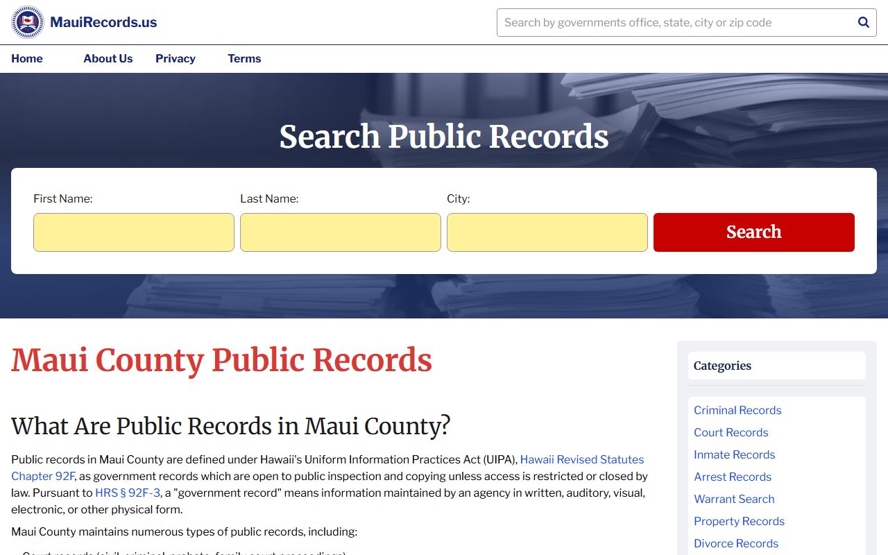 Hoapili Hale Wailuku - Maui County court records Second Circuit