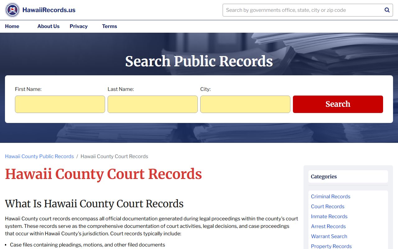 Hawaii County court records access - Third Circuit