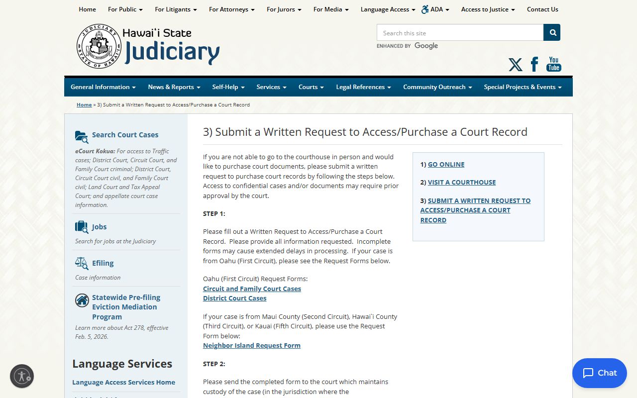 Third Circuit District Court - Hilo court records access Hawaii