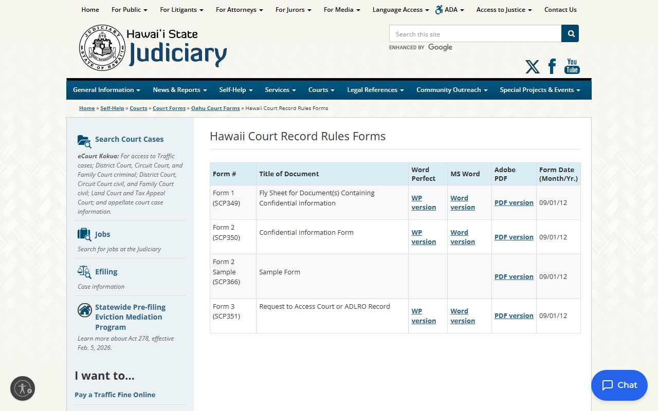 First Circuit Court forms - Honolulu County court records request