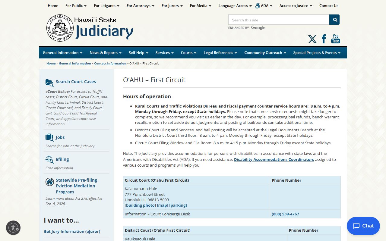 First Circuit Court Oahu - Honolulu County court records