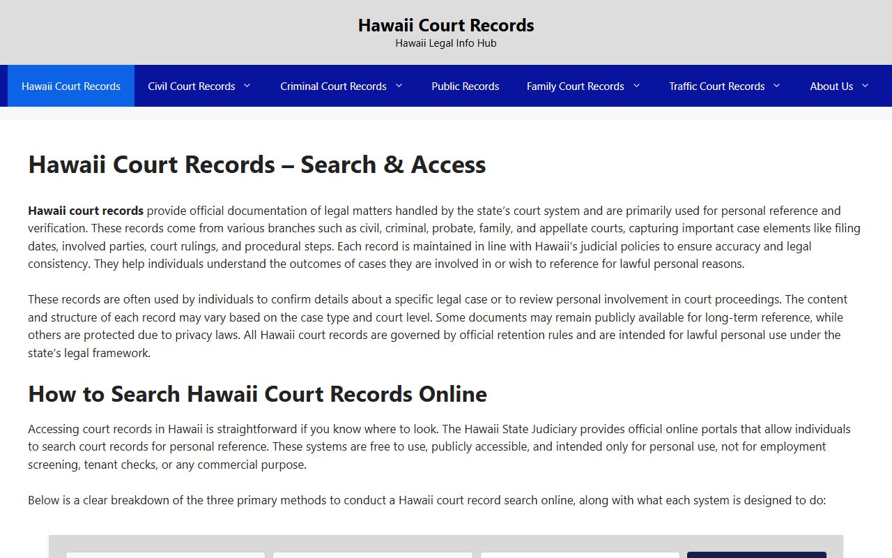 Kalawao County court records - Hawaii Second Circuit