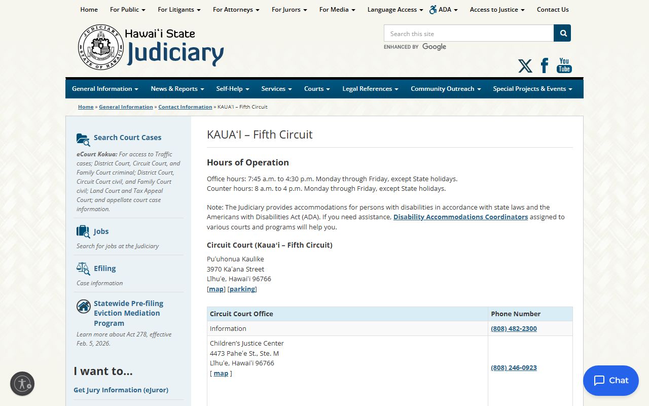 Fifth Circuit Court Kauai - Kauai County court records