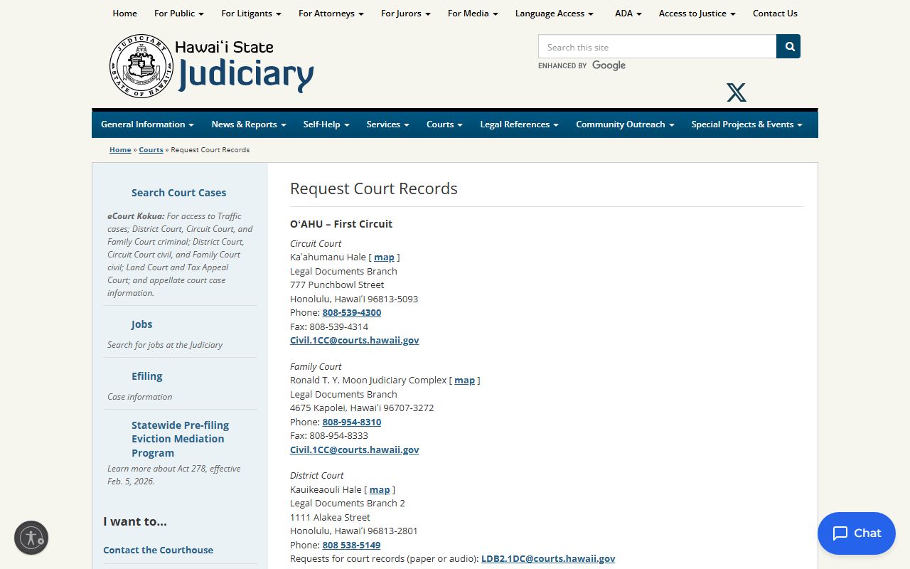 Fifth Circuit records request - Kauai County court records