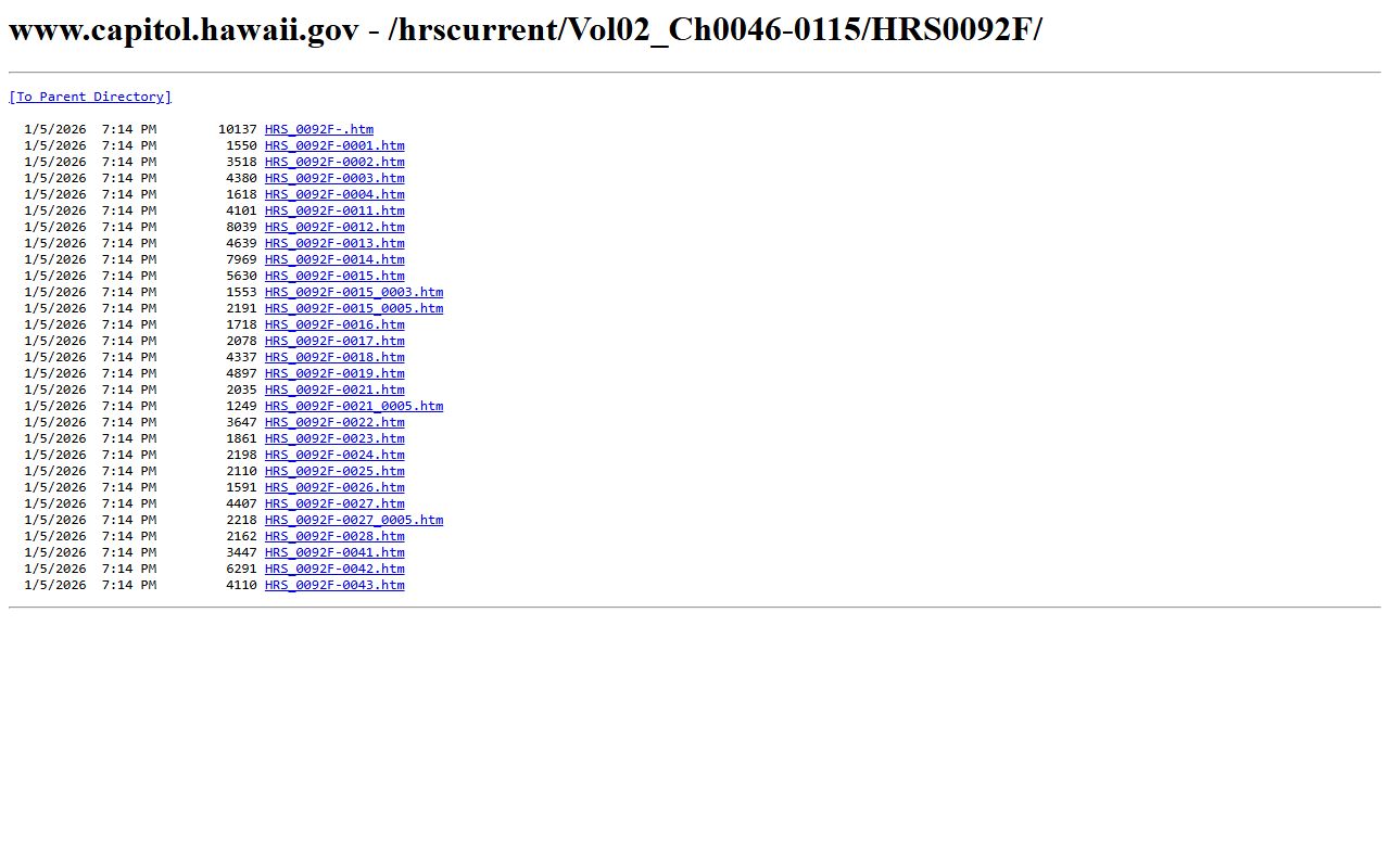 Hawaii HRS Chapter 92F UIPA - public records access law